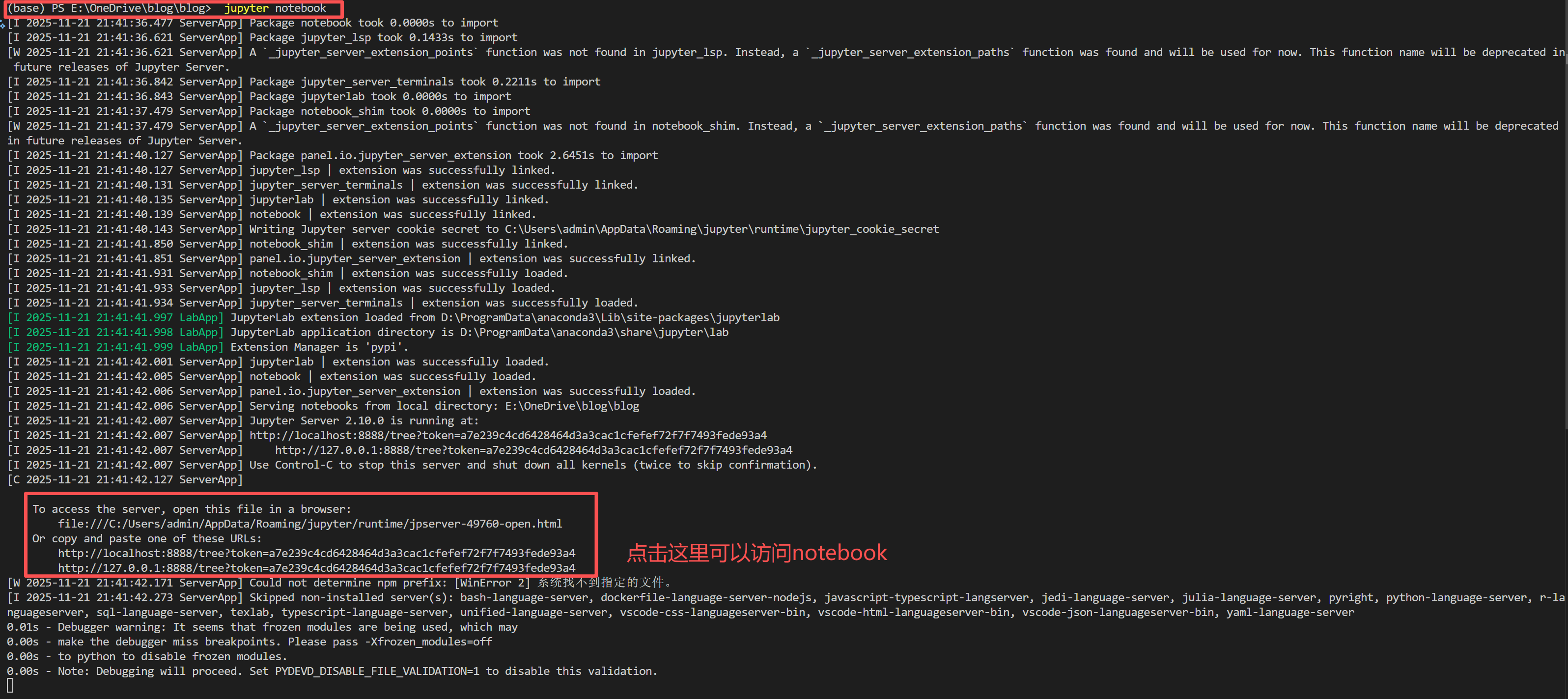 终端运行notebook效果示意图